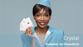  Presentation with african landscape ethiopia - Beautiful PPT layouts featuring lucky-cheerful-african-stewardess-holding backdrop and a light blue colored foreground
