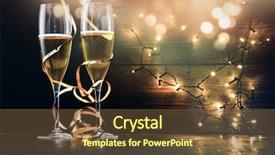  Presentation with new year - PPT theme with lucky gold - two champagne glasses with ribbons background and a tawny brown colored foreground