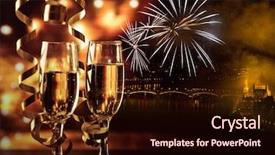 Presentation with celebrations - Presentation having lucky gold - two champagne glasses with ribbons background and a wine colored foreground