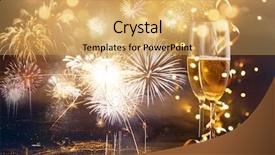  Presentation with celebrations - Cool new slide set with lucky gold - two champagne glasses with ribbons backdrop and a yellow colored foreground