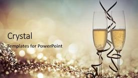  Presentation with celebrations - Colorful slide deck enhanced with lucky gold - two champagne glasses with ribbons backdrop and a lemonade colored foreground