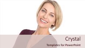  Presentation with woman menopause - PPT theme featuring lucky isolated blond mature woman background and a lemonade colored foreground