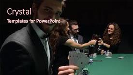  Presentation with winning - Theme enhanced with lucky man with the winning combination of cards background and a wine colored foreground