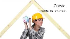  Presentation with female - Amazing slides having lucrative - mischievous female joiner holding miniature backdrop and a white colored foreground