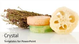  Presentation with history earth globe isolated white - Theme consisting of lufe - loofah isolated on white background and a  colored foreground