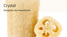  Presentation with angled loofah sponge gourd - Slide deck with lufe - loofah isolated on white background and a  colored foreground