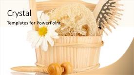  Presentation with angled loofah sponge gourd - PPT layouts consisting of lufe - loofah isolated on white background and a lemonade colored foreground