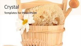  Presentation with angled loofah sponge gourd - Slide deck consisting of lufe - loofah isolated on white background and a  colored foreground