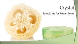  Presentation with angled loofah sponge gourd - Audience pleasing slides consisting of lufe - loofah isolated on white backdrop and a  colored foreground