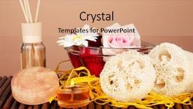  Presentation with color - Audience pleasing theme consisting of lufe - loofah on color background backdrop and a  colored foreground