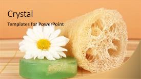  Presentation with skin color natural - Presentation theme featuring lufe - loofah on color background background and a  colored foreground