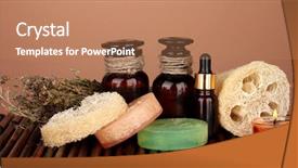  Presentation with skin color natural - Audience pleasing PPT theme consisting of lufe - loofah on color background backdrop and a  colored foreground