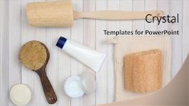  Presentation with wood rustic - PPT theme consisting of luffa brush creams and soap background and a lemonade colored foreground