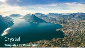  Presentation with switzerland - Theme with lugano-switzerland-amazing-aerial-view background and a ocean colored foreground