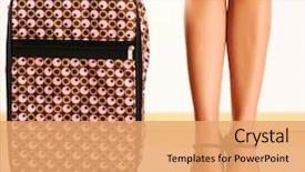  Presentation with suitcase - PPT layouts consisting of traveling luggage - woman's legs and travel suitcase background and a coral colored foreground