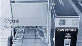  Presentation with luggage - Beautiful presentation theme featuring airport bagage stack - luggage cart return backdrop and a light blue colored foreground