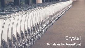  Presentation with airport terminal - Theme with luggage carts at airport terminal background and a gray colored foreground