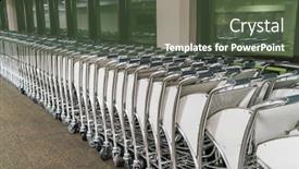  Presentation with airport terminal - Audience pleasing slide deck consisting of luggage carts at airport terminal backdrop and a tawny brown colored foreground