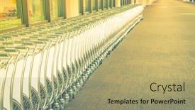  Presentation with airport terminal - Presentation design enhanced with luggage carts at airport terminal background and a mint green colored foreground