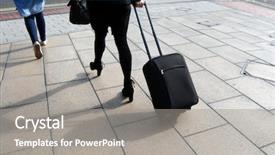  Presentation with pavement - Slide set featuring luggage case along city pavement background and a  colored foreground