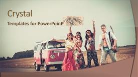  Presentation with hippie - Presentation with luggage on a road background and a soft green colored foreground