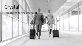  Presentation with luggage - Theme having luggage running on railroad platform background and a  colored foreground