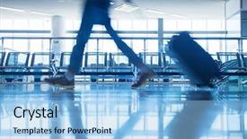  Presentation with airport construction - Slide deck featuring luggage through the airport background and a light blue colored foreground