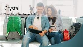  Presentation with departure - Cool new PPT theme with luggage waiting for departure backdrop and a light gray colored foreground