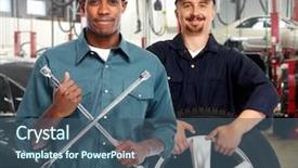 Presentation with mechanic repair - PPT theme featuring lugs - auto mechanic with tire wrench background and a ocean colored foreground
