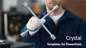  Presentation with mechanic shop - Amazing PPT layouts having lugs - auto mechanic with wheel wrench backdrop and a  colored foreground