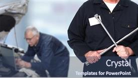  Presentation with car service - Slide set consisting of lugs - car repair service worker background and a ocean colored foreground