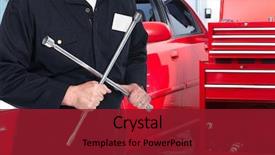 Presentation with car service - Theme having lugs - car repair service worker background and a crimson colored foreground