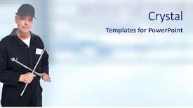  Presentation with car service - Presentation design with lugs - car repair service worker background and a  colored foreground