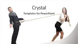  Presentation with man vs woman - Amazing presentation theme having lugs - laughing woman lugging man backdrop and a white colored foreground