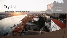  Presentation with top view of amazon river - Slide set consisting of domy - view of douro river background and a white colored foreground