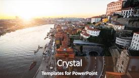  Presentation with top view of amazon river - Presentation design featuring domy - view of douro river background and a tawny brown colored foreground