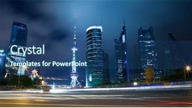  Presentation with china shanghai - Colorful presentation theme enhanced with lujiazui financial centre in shanghai backdrop and a  colored foreground