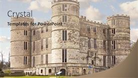  Presentation with england - Presentation theme featuring lulworth castle dorset england background and a coral colored foreground