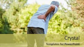  Presentation with back pain - Slide deck consisting of lumbar - old man with back pain background and a yellow colored foreground