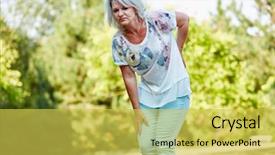  Presentation with pain - Amazing presentation theme having lumbar - old woman with lumbago pain backdrop and a yellow colored foreground