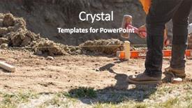  Presentation with lumber - Colorful PPT layouts enhanced with worker installing stakes and lumber backdrop and a dark gray colored foreground