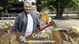  Presentation with lumber - Colorful slide deck enhanced with lumber jack holding an axe backdrop and a coral colored foreground