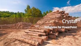  Presentation with lumber - Colorful presentation enhanced with forestry industry - pine logs stacked at lumber backdrop and a tawny brown colored foreground
