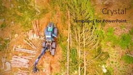  Presentation with timber harvest - Audience pleasing presentation theme consisting of lumberjack-and-harvester-working backdrop and a gold colored foreground
