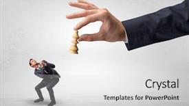  Presentation with space - Slides with lumi re - big hand holding chessman background and a light gray colored foreground