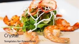  Presentation with thyme - Slide deck consisting of lumi re - king prawns fried with garlic background and a yellow colored foreground