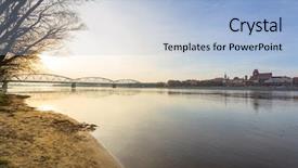  Presentation with bridge - Amazing presentation design having luminescent - old bridge over vistula river backdrop and a light blue colored foreground