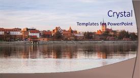  Presentation with torn paper collection of old - Slide set enhanced with luminescent - torun old town reflected background and a sky blue colored foreground