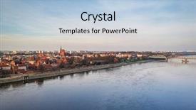  Presentation with torn paper collection of old - Slide deck consisting of luminescent - torun old town reflected background and a light blue colored foreground