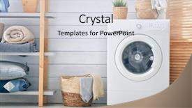  Presentation with laundry - Cool new slide set with luminous - interior of a real laundry backdrop and a sky blue colored foreground